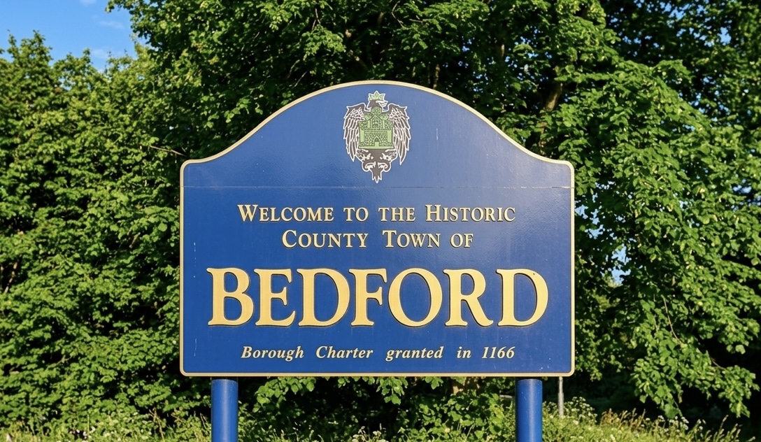 Bedford town centre and the River Great Ouse