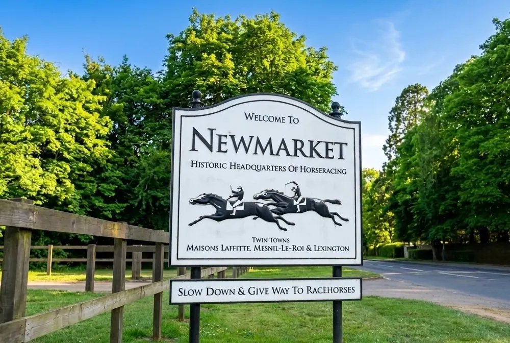 Newmarket Clock Tower on the High Street, in the home of British horseracing