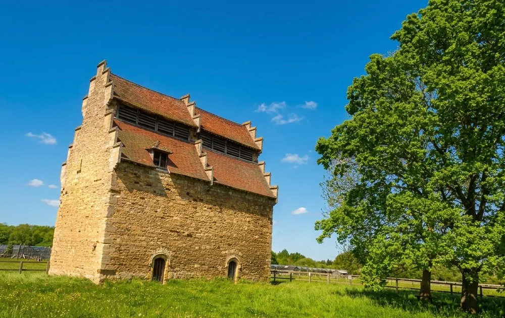 The Grade I 16th-century Willington Dovecote near the River Great Ouse
