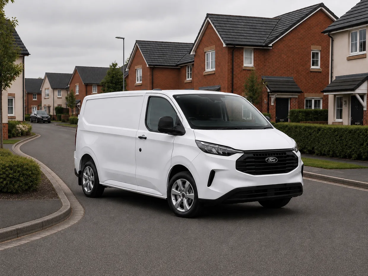 A local tradesperson's van parked on a residential street outside a home